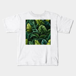 Green Leaves Pattern 26 Kids T-Shirt